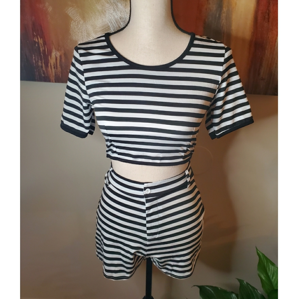 💋 crop top short set